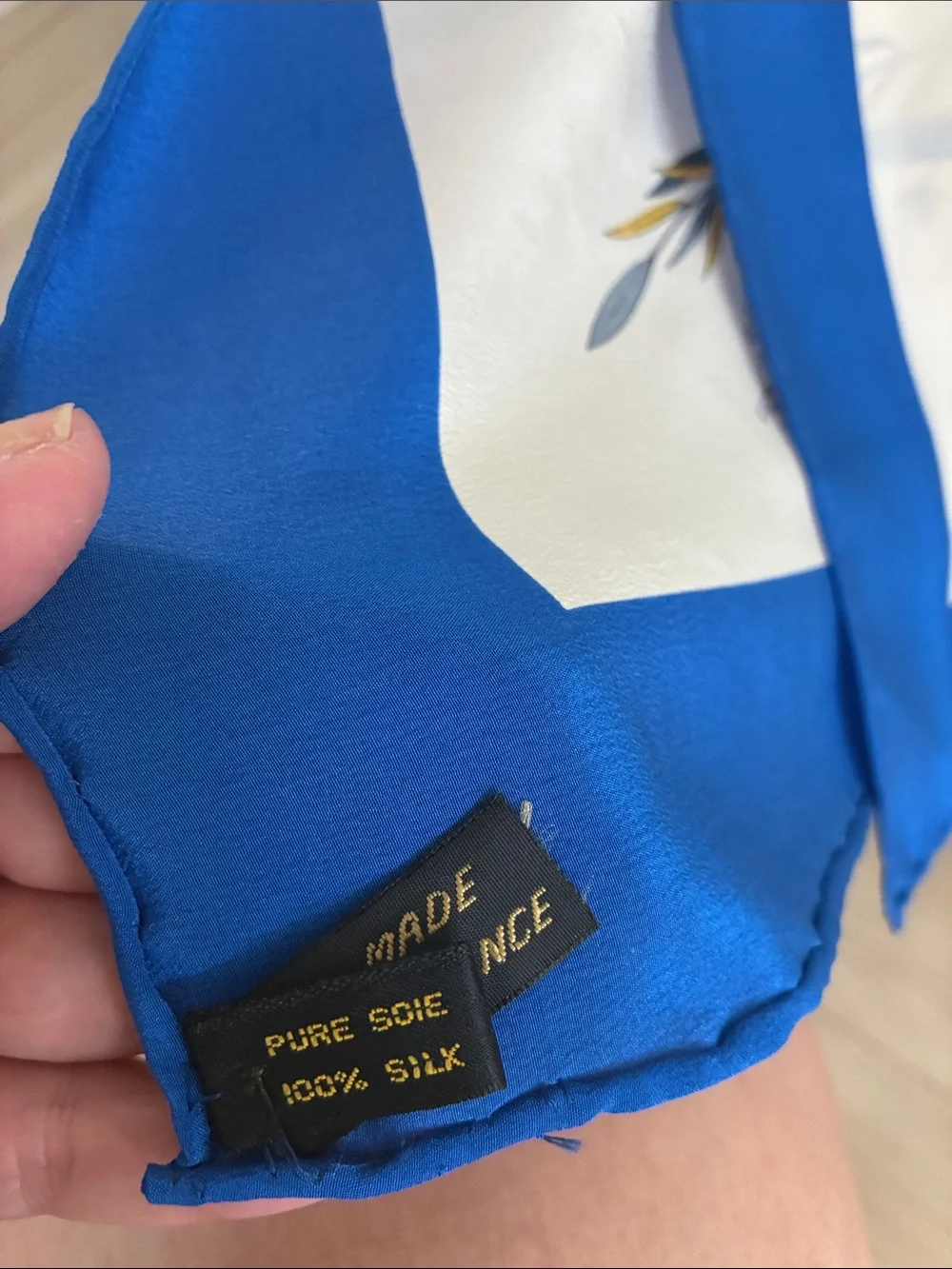 Pierre Cardin Floral Scarf with Blue Border
